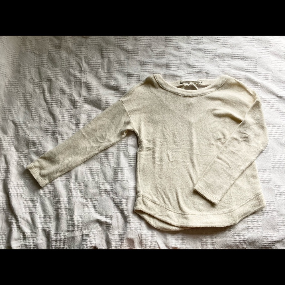 Ivory Cream soft long sleeve shirt with tie detail